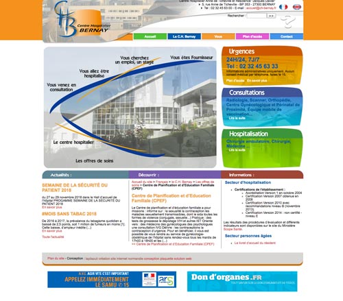 Conception du site internet du Centre hospitalier de Bernay