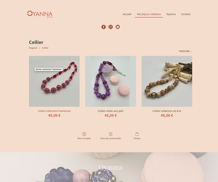 Oyanna, création et vente de bijoux en E-commerce 