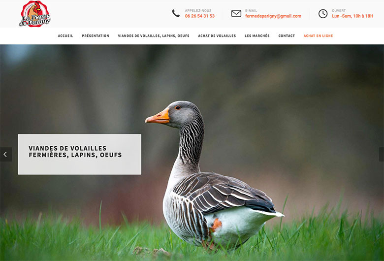 Conception de site internet pour Ferme - Marchés - Vente de volailles