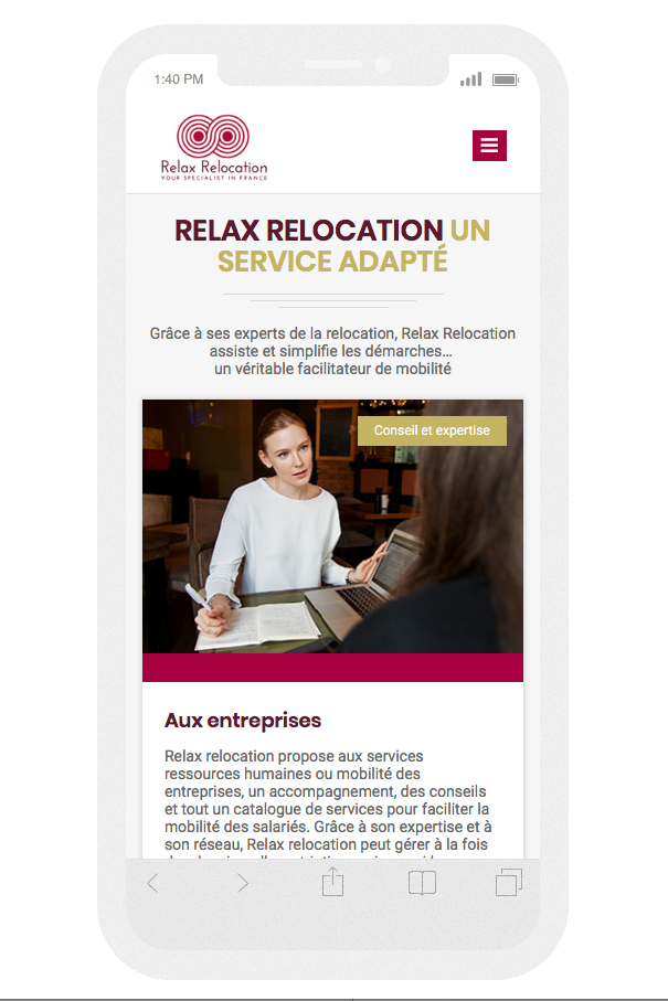 site internet Relax relocation : services aux ressources humaines