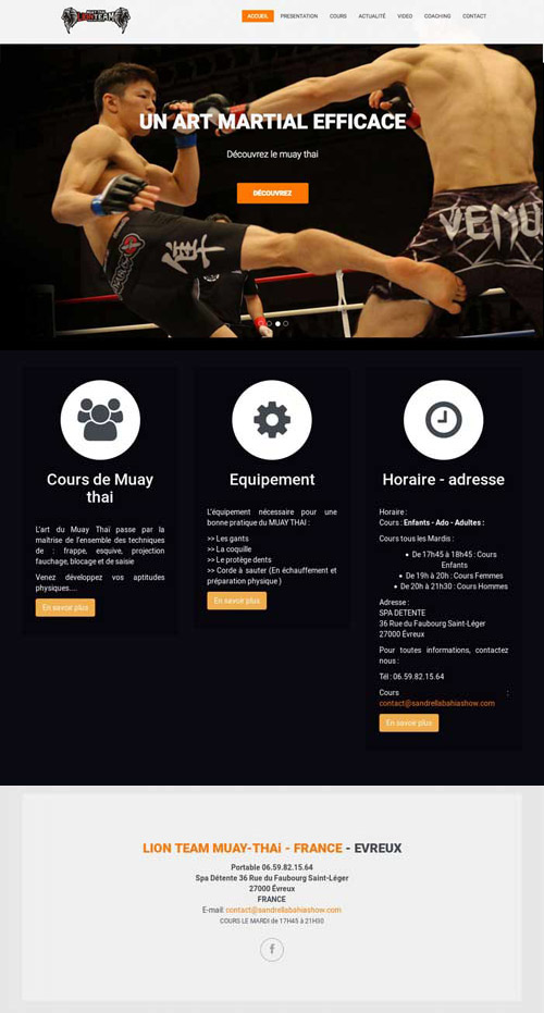 création site internet association de boxe ou art martiaux