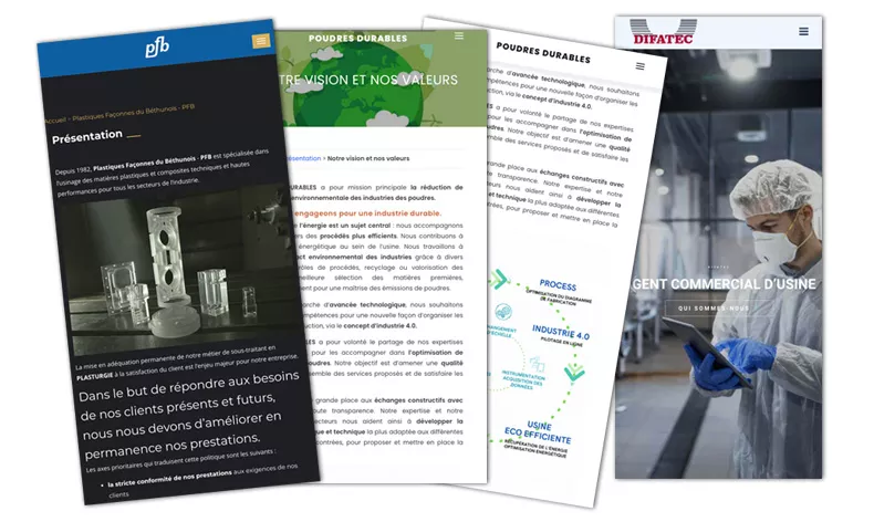 Creation de sites internet pour industrie secteurs : usinage, negoce, expertise industriel, intervention sur site...