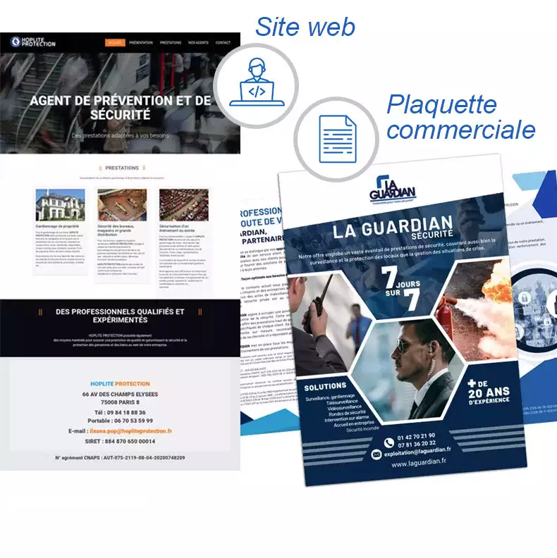Creation de sites internet et depliants pour agence de securite privee