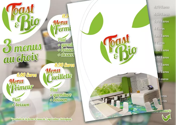 Création de menu format A5 pour restaurant snack