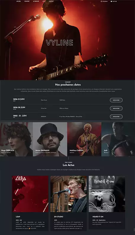 Création du site web pour groupe rock indépendant