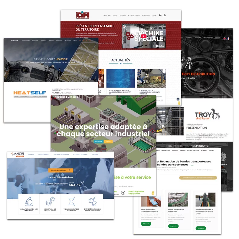 création de sites internet pour industrie : hydraulique, négoce, machine spéciale, chimie, maintenance, usinage, plasturgie