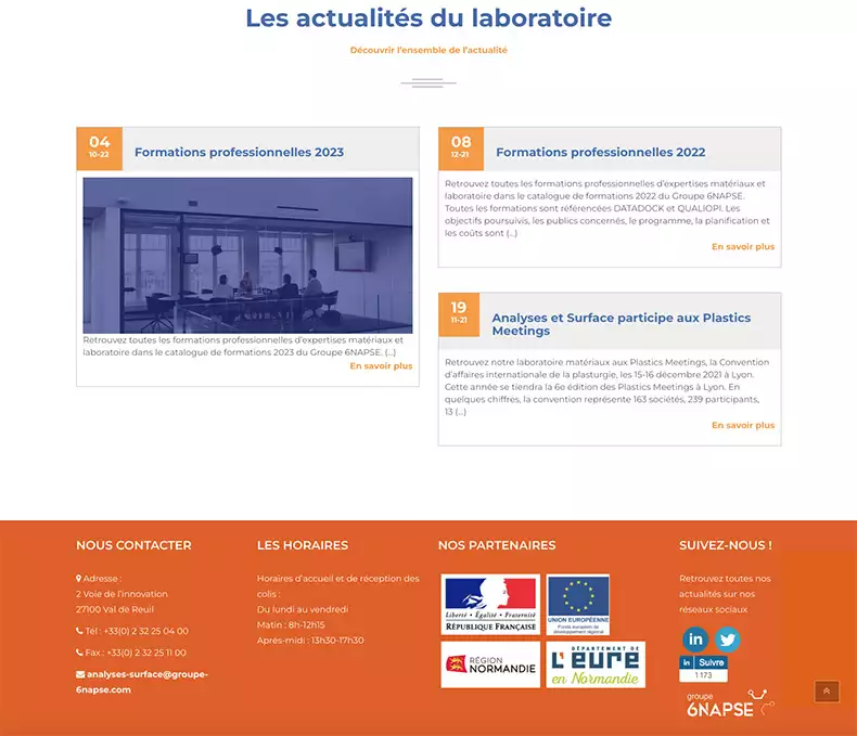 Création d'un site internet pour laboratoire privé