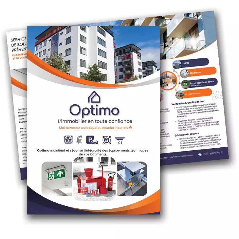 plaquette commerciale maintenance technique et incendie pour immobilier