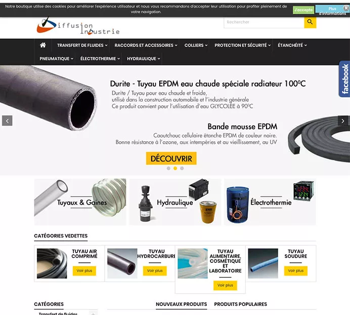 réalisation de site e-commerce pour la vente en ligne de produits et équipement de l'industrie